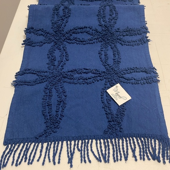 Beautiful NEW blue chenille cotton tufted runner 78”x14” - Picture 2 of 3